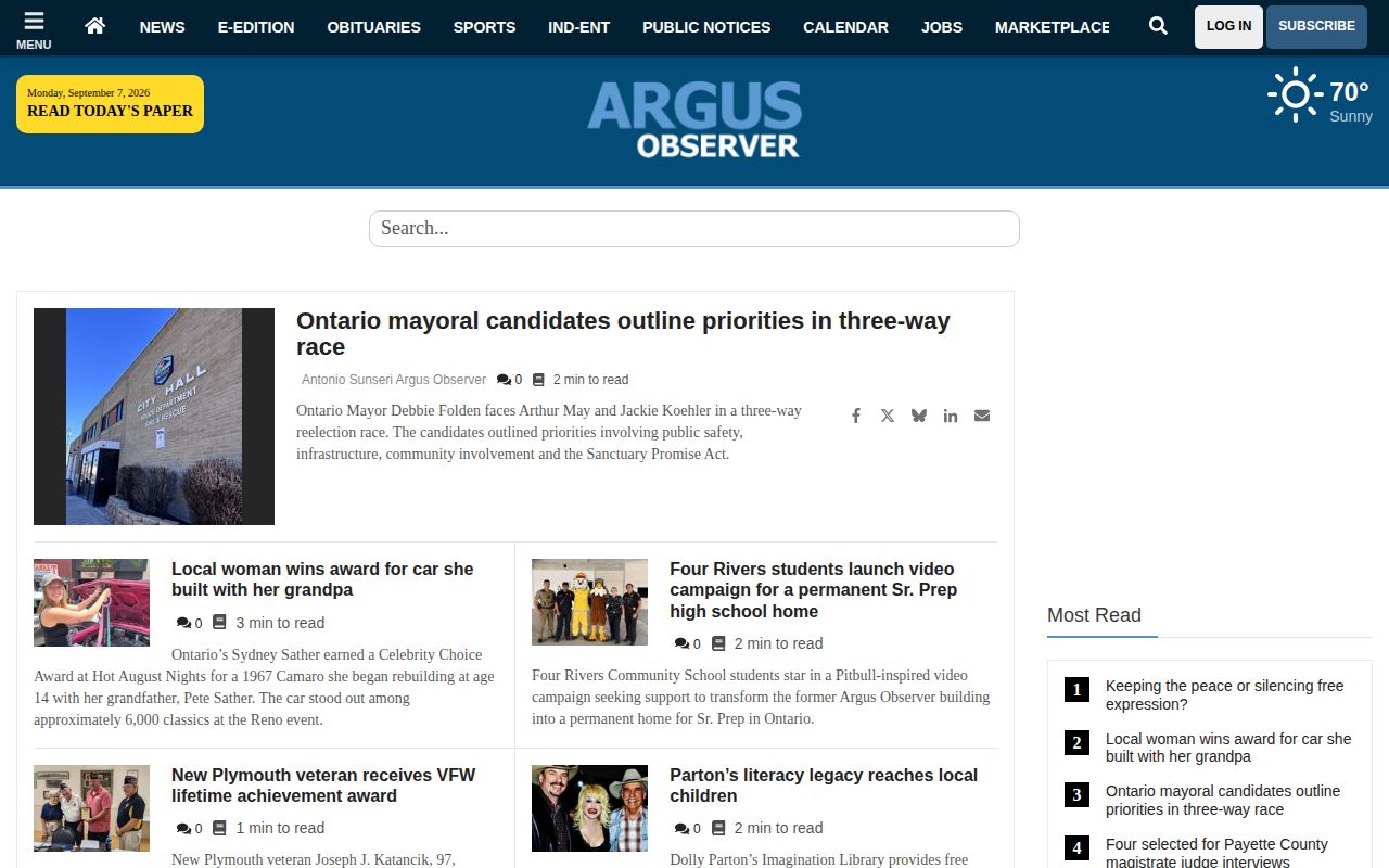 Argus Observer source for Payette arrest news